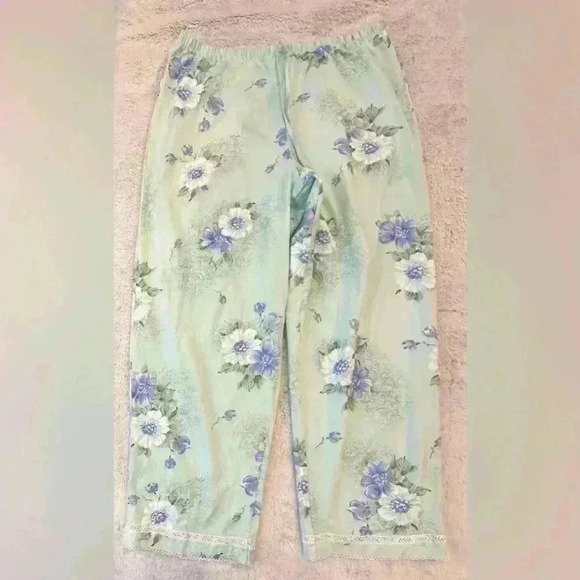komar Other - Komar women’s pajama pants blue and green floral print size petite medium